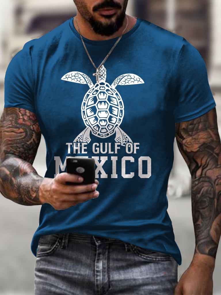 Men'S Retro Gulf Of Mexico Stay Salty And Resist Printed Casual Crew Neck T-Shirt