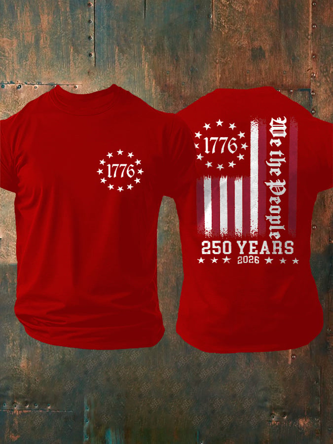 Men's Casual USA 250th Anniversary Printed Short-Sleeve T-Shirt