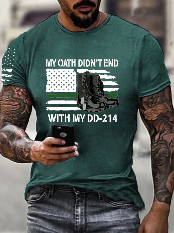 My Oath Didn't End With My DD214  Pattern 100% Cotton T-Shirt