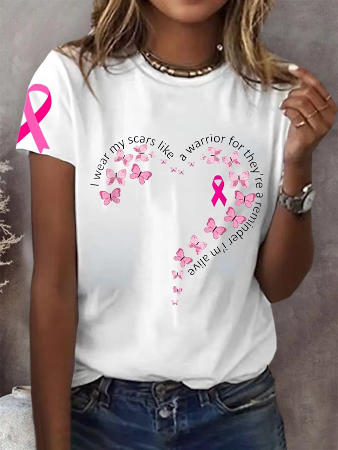Women's I Wear My Scars Like A Warrior For They'Re A Reminder Print T-shirt