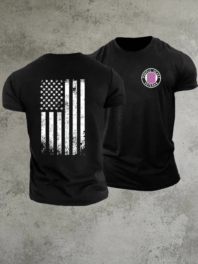 National Purple Heart Day Purple Heart Veteran Pattern 100% Cotton T-Shirt