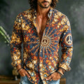 Men's Retro Casual Hippie Print Long-sleeved Cotton Linen Shirt