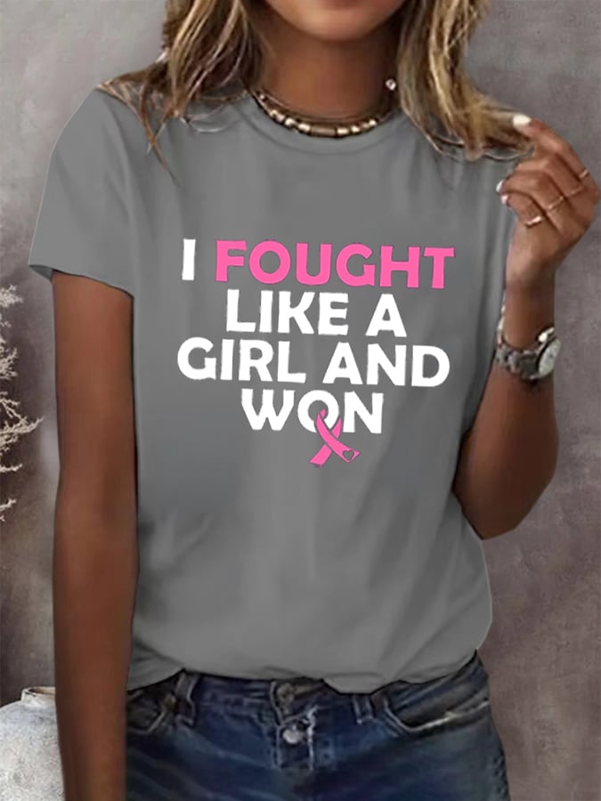 Women's Breast Cancer Survivor Printed T-Shirt