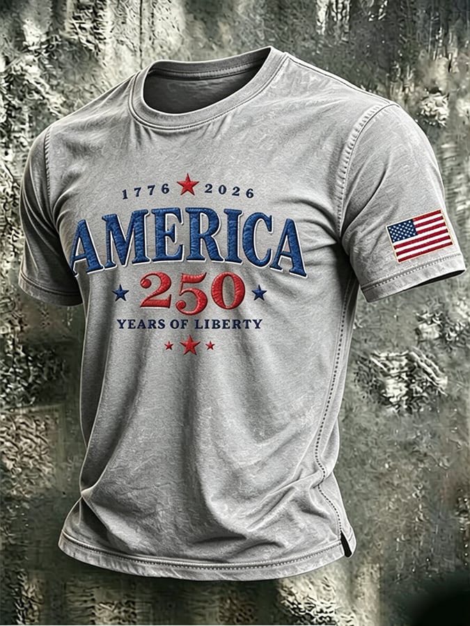 Men's 250th Anniversary Independence Day Art Printed Casual T-shirt