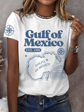 Women's Gulf Of Mexico Print Round Neck T-Shirt