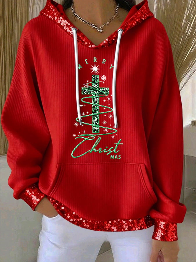 Women's Christmas Cross Print Casual Sweatshirt