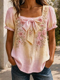 Women'S Pink Floral Breast Cancer Print Top