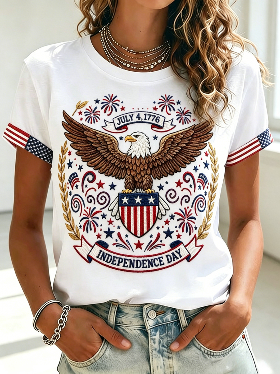 Women's Casual USA 250th Celebration Print Short Sleeve T-shirt