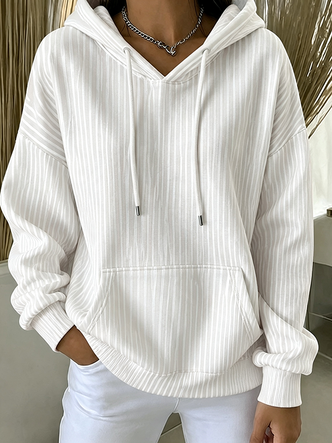 Women'S Casual Striped Hooded Printed Sportswear