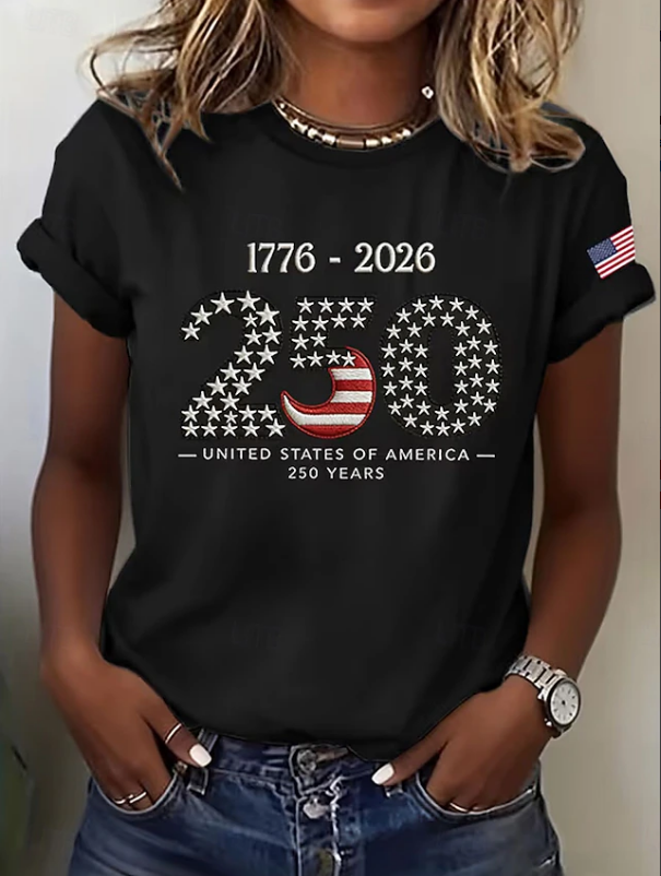 Women's America 1776  Pattern 100% Cotton Crew Neck T-Shirt