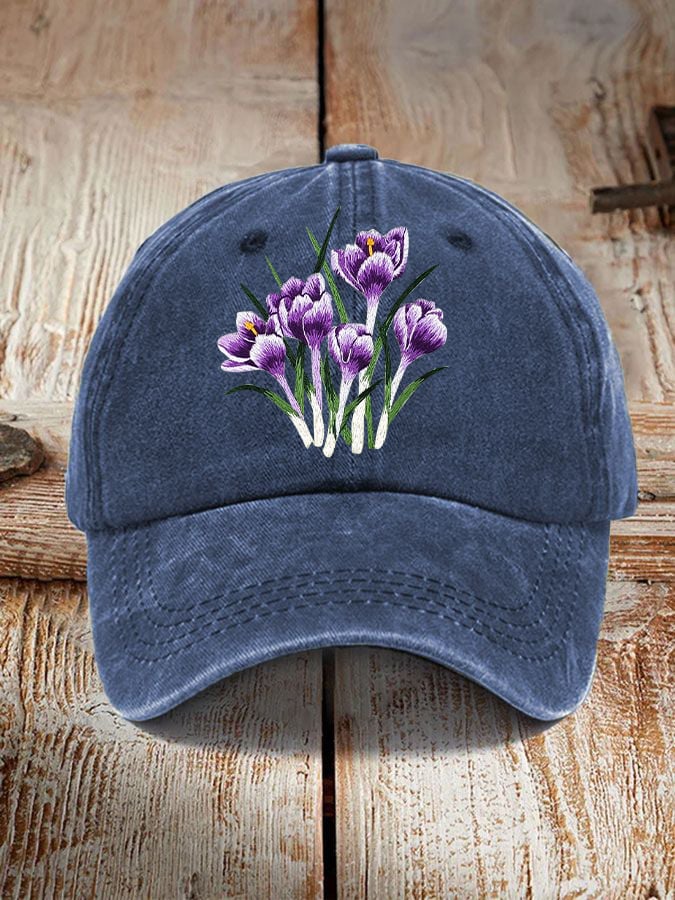 Alzheimer's Awareness Purple Floral Print Unisex Hat