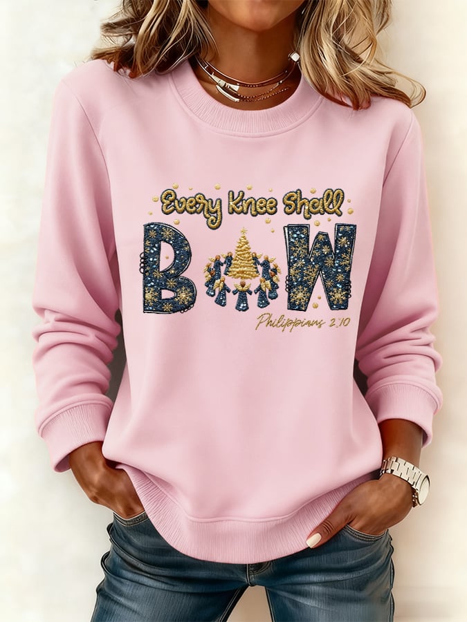 Women's Casual Every Knee Shall Bow Sweatshirt