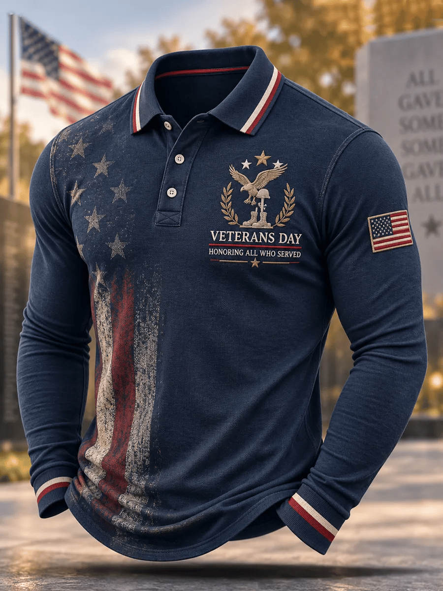 Men's Veterans Day Theme Waffle Long Sleeve T-Shirt