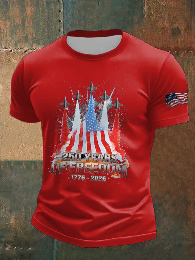 Men'S Casual American 250th Anniversary Printed Short-Sleeve T-Shirt