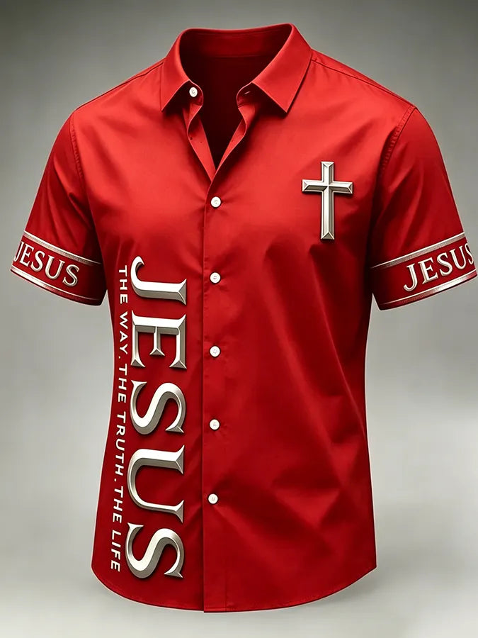 Men's Faith Cross Printed Casual Shirt