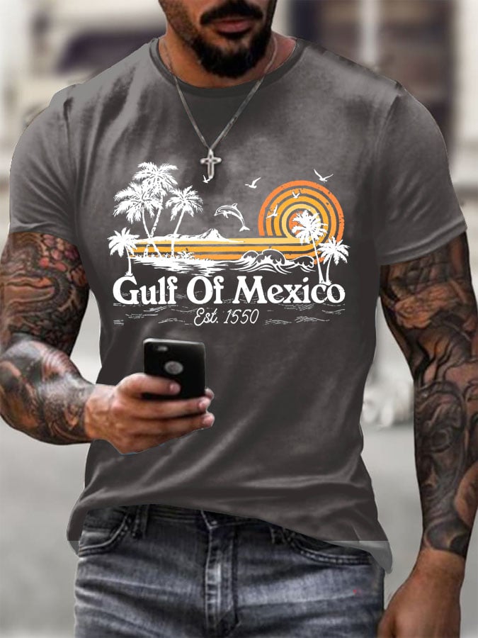 Men's Gulf Of Mexico Printed Round Neck T-Shirt