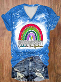 V-Neck Tie Dye Autism Awareness Neurodiversity Celebrate The Spectrum Print T-Shirt