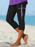 Women's Faith For A Cure Alzheimer Fighter Supporter Cropped Leggings