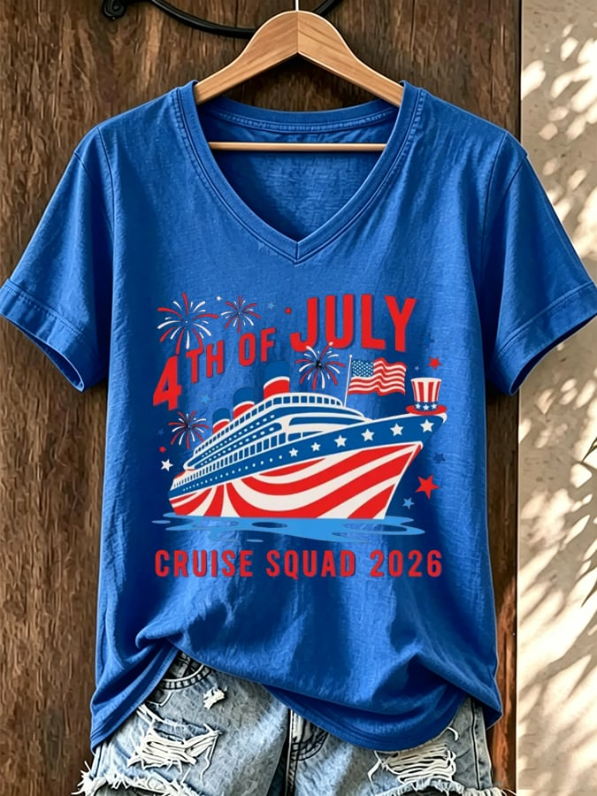 Women's 4th Of July Cruise Squad 2026 Print T-shirt