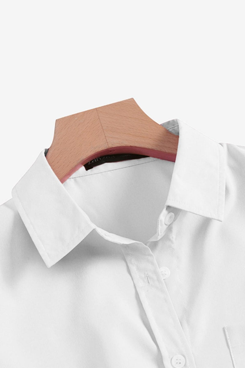 Women's Plain Button Front Drop Shoulder Shirt Blouse