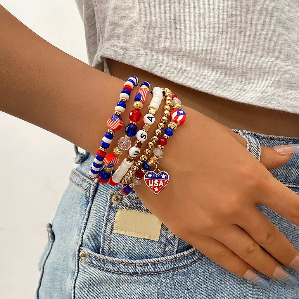 Independence Day Usa American Flag Bracelet