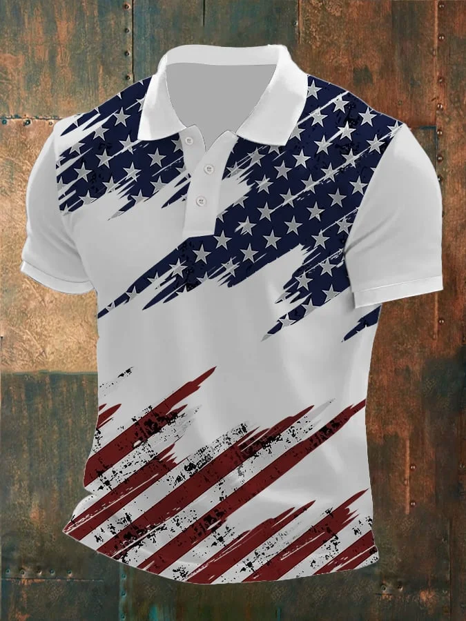 Men's American Flag Independence Day Polo Shirt
