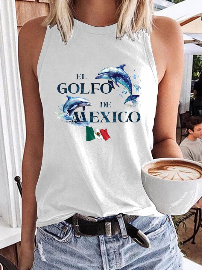 Women's "The Gulf of Mexico" Dolphin Print Tank Top