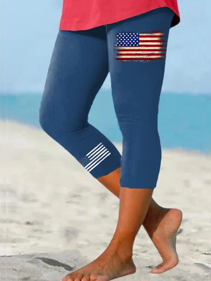 Women's Vintage Flag Independence Day Casual Leggings