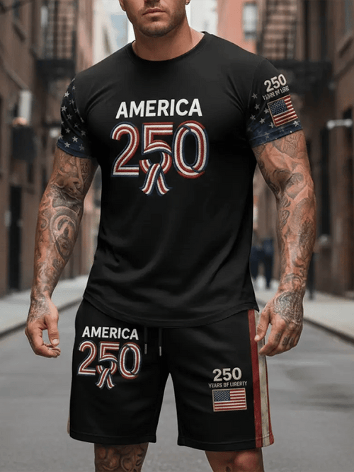 Men's 250th Anniversary National Flag Print Casual Shorts
