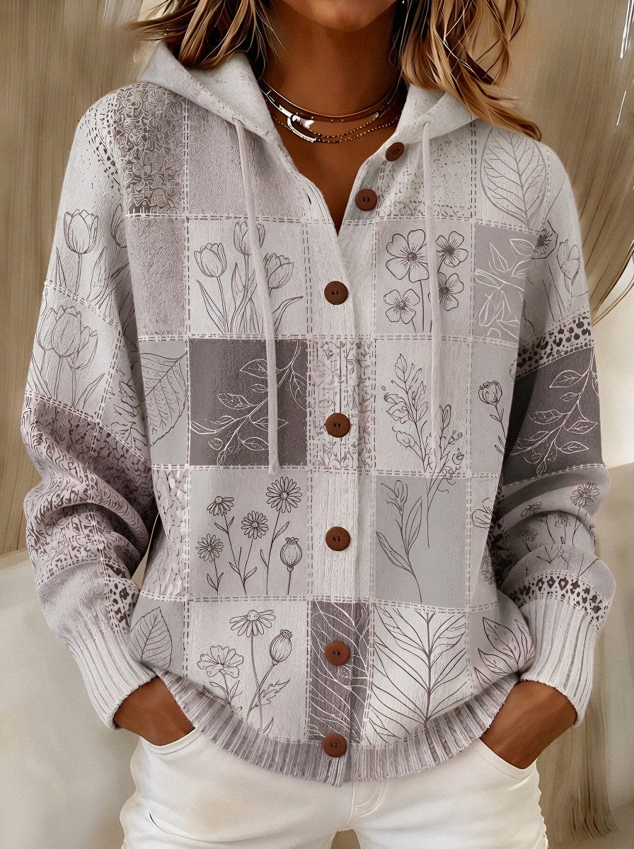 Women's Breast Cancer Awareness Pink Floral Patchwork Printed Cardigan