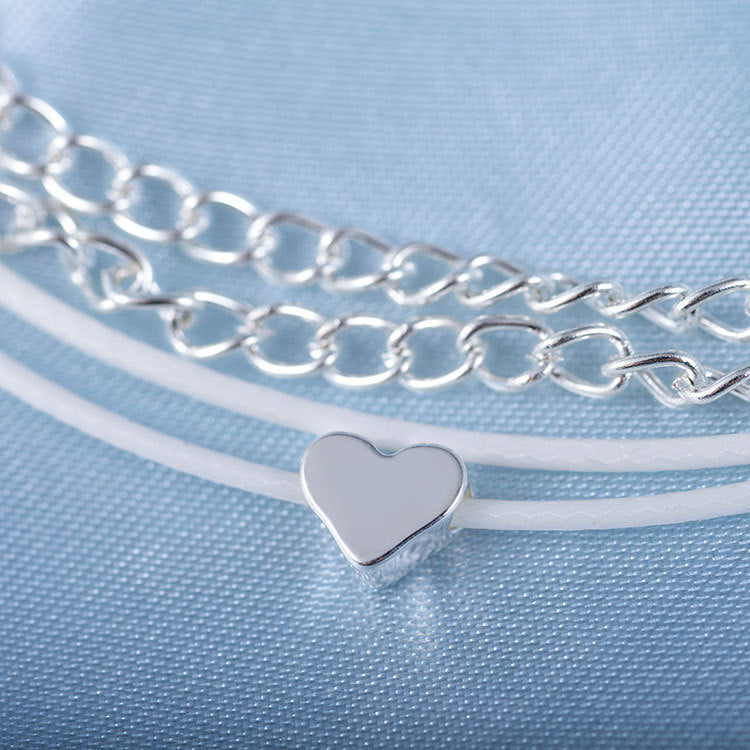 Bohemian Heart Double Chain Anklet