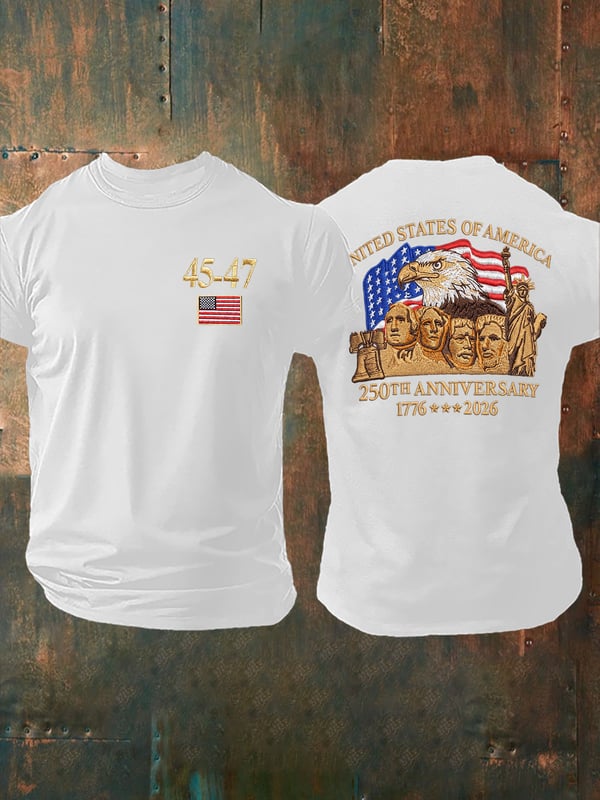45-47 250th Anniversary 1776-2026 Pattern 100% Cotton T-Shirt