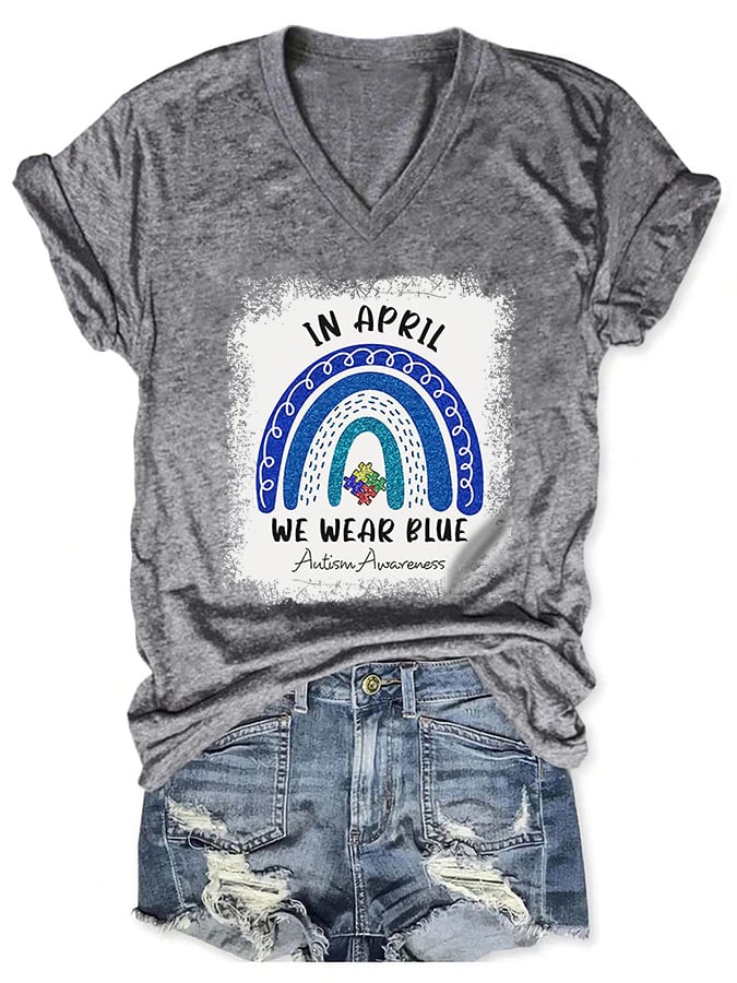 Autism Awareness In April We Wear Blue Print T-Shirt