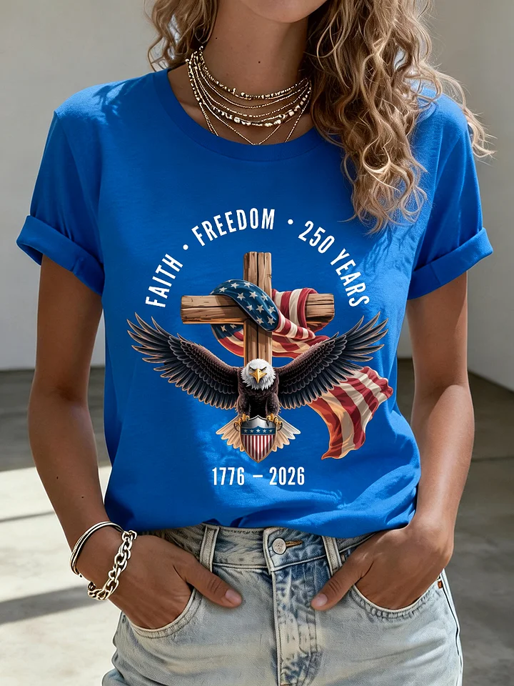 Women's 250th Anniversary Pattern 100%  Cotton Crew Neck T-Shirt