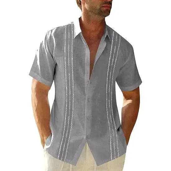 Men's 70% Cotton, 30% Linen Short Sleeve Guayabera Shirts