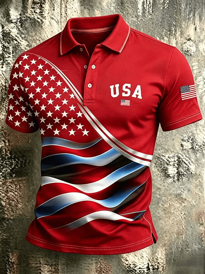 Men's USA 1776-2026 Freedom Printed Polo Shirt