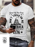 Men's Funny Fourth Of July Land Of The Free Don't Tread On Me America Because Of the Brave 1776 Print Casual Tee