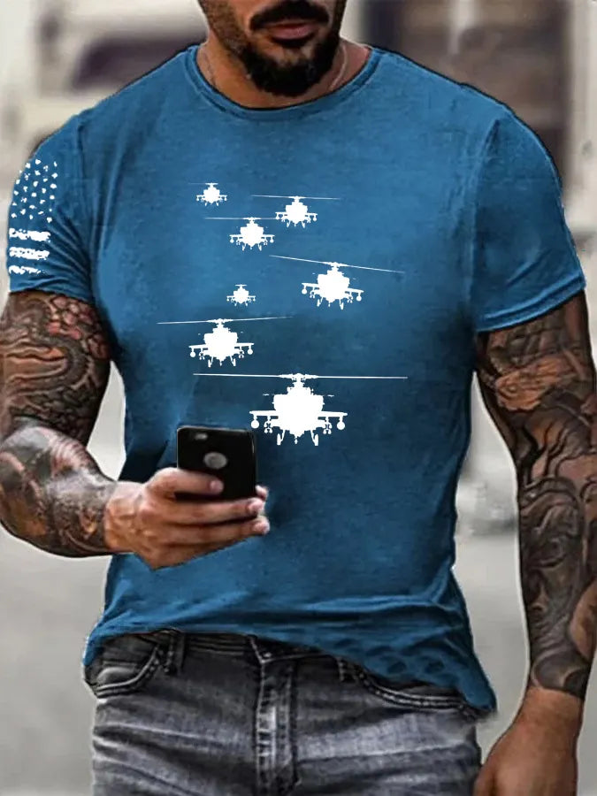 Apachen AH-64 Kampfhubschrauber Pattern 100% Cotton T-Shirt