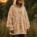 Men's Boho Moon Phases And Butterfly Print Pocket Hoodie