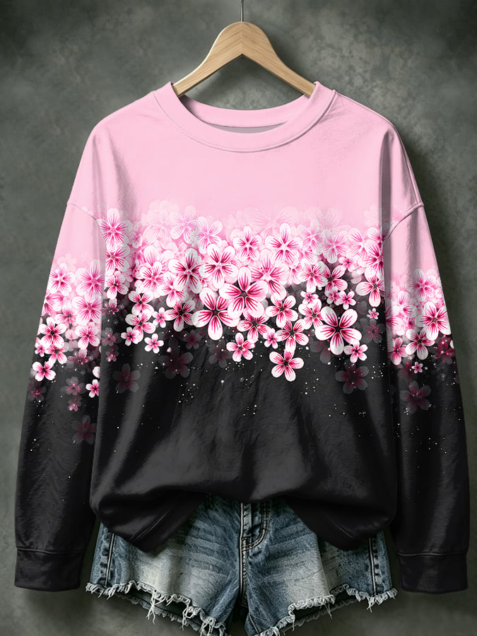 Women's Breast Cancer Print Casual Sweatshirt