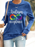 Women'S  Autism Awareness Print Casual Sweatshirt