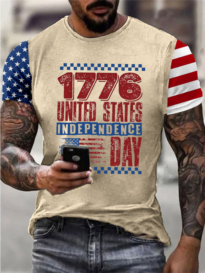 Men'S 1776 Independence Day Pattern Print Cotton T-Shirt