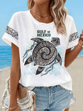 Women's Waffle Mexican Turtle Print T-Shirt
