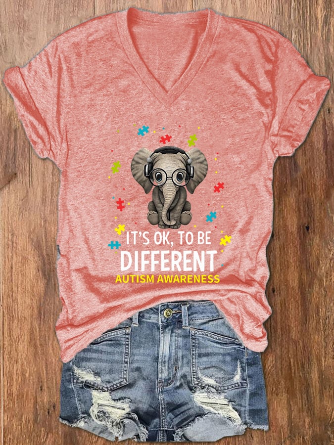 Women's It's Ok To Be Different V-Neck T-Shirt