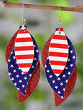 Independence Day Sequined Leather Drop Earrings