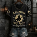 Assuming I'm Just An Old Lady Women's Halloween Print Pattern Casual V-neck T-shirt