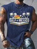 Men's Gulf Of Mexico Print Round Neck Tank Top
