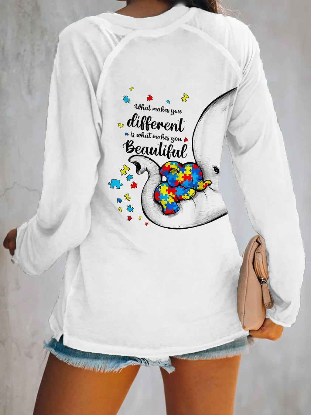 Women's What Makes You Different Is What Makes You Beautiful  V-Neck Long Sleeve T-shirt