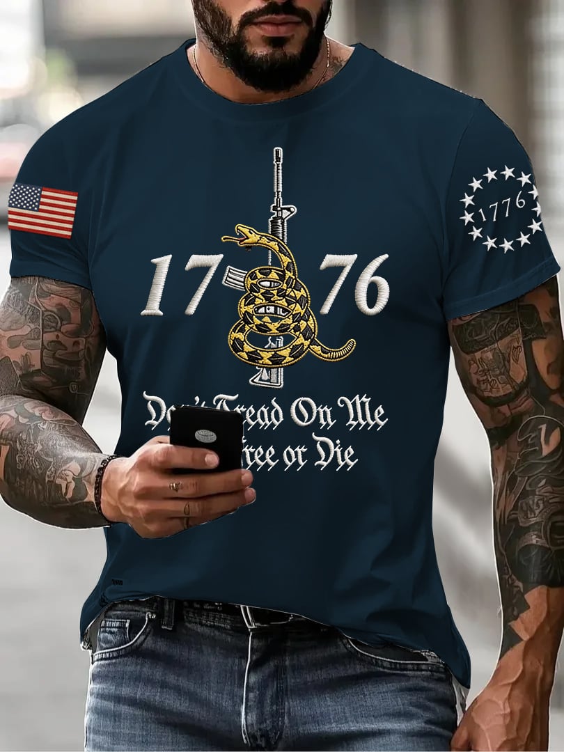Men's "Don't Tread on Me" Printed Short-Sleeve T-Shirt