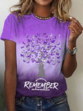 Women's Remember For Those Who Cannot Purple Gradient Print Alzheimer's Awareness Support Tee